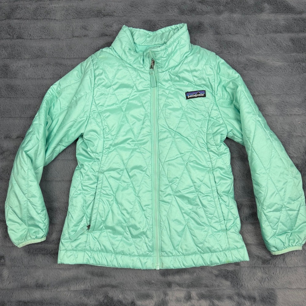 Patagonia Kids Nano Puff Jacket XS 5-6 Mint Green Quilted PrimaLoft Puffer 60107
